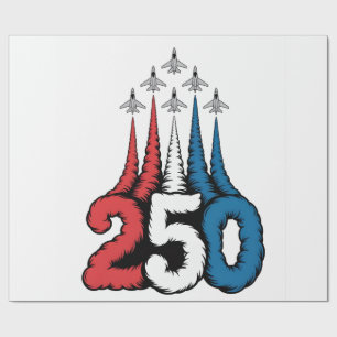 250th Anniversary 4th Of July Jet Patriotic Wrapping Paper
