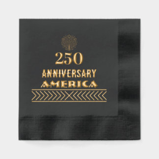 250th Anniversary America Fireworks Patriotic Gold Foil Napkins