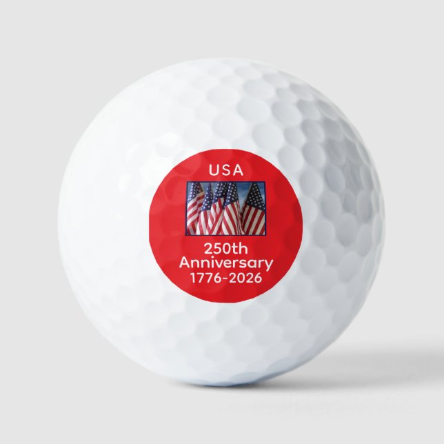 250th Anniversary Birthday USA American Flags Golf Balls (Front)