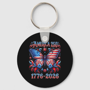 250th Anniversary Butterfly Usa Flag Patriotic 4th Key Ring