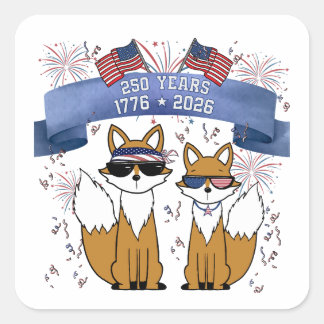 250th Anniversary Cool Foxes Square Sticker