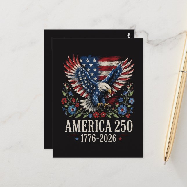 250th Anniversary Eagle American Postcard (Front/Back In Situ)