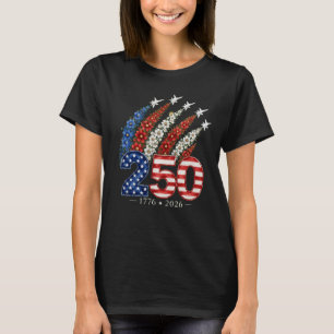 250th Anniversary Floral Jet Fighter Patriotic T-Shirt