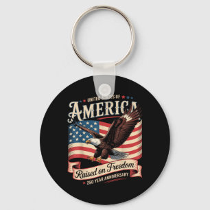 250th Anniversary Of Aaamerica 4th Of July Us Flag Key Ring