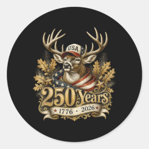 250th Anniversary Patriotic Deer Hunting 1776-2026 Classic Round Sticker