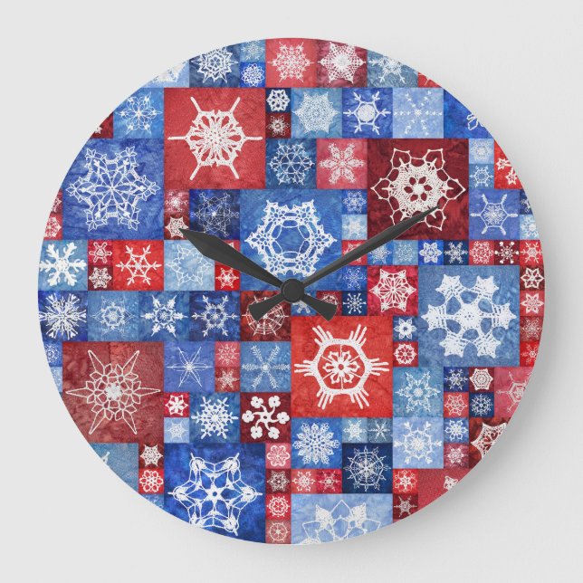 250th Anniversary Snowflake Collage Large Clock (Front)