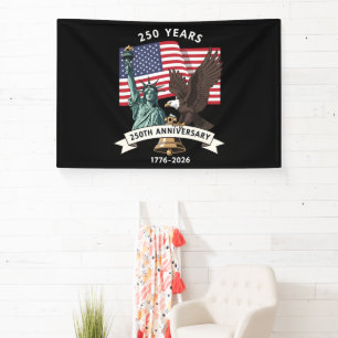 250th Anniversary Statue of Liberty Eagle Flag Banner