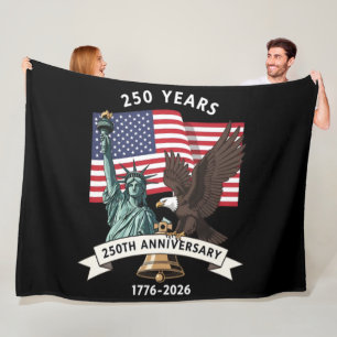 250th Anniversary Statue of Liberty Eagle Flag Fleece Blanket