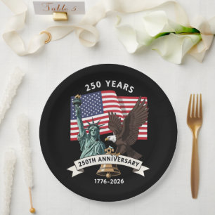 250th Anniversary Statue of Liberty Eagle Flag Paper Plate