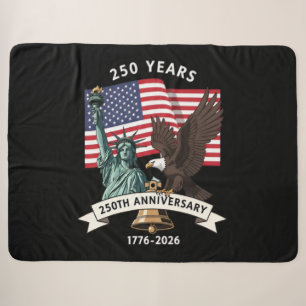250th Anniversary Statue of Liberty Eagle Flag Sherpa Blanket