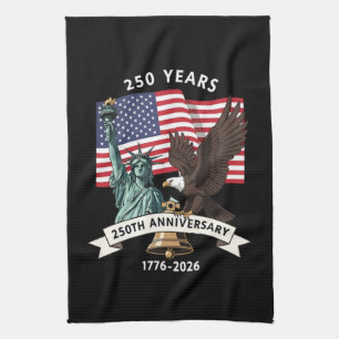 250th Anniversary Statue of Liberty Eagle Flag Tea Towel