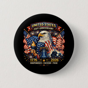 250th Anniversary USA 1776–2026 American Heritage 6 Cm Round Badge
