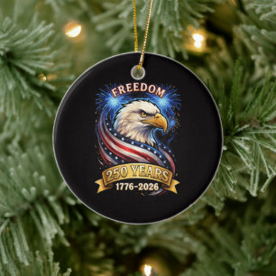 250th Anniversary USA 1776-2026 Patriotic American Ceramic Ornament