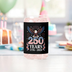 250th Anniversary USA 1776 2026 Patriotic Eagle Can Glass