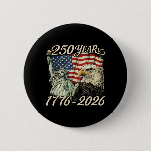 250th Anniversary USA 250 Years American 4th July 6 Cm Round Badge