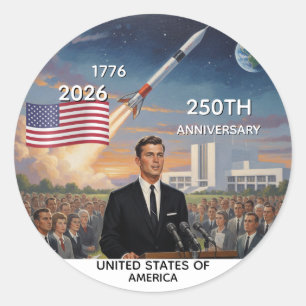 250th Anniversary USA, American Flag / Patriotic Classic Round Sticker