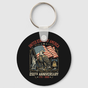 250th Anniversary USA Birthday Eagle 1776 2026 Key Ring