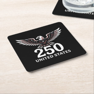 250th Anniversary USA Eagle Patriotic American Square Paper Coaster