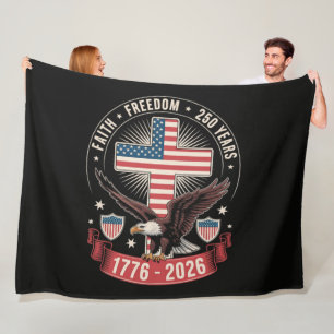 250th Anniversary USA Faith Freedom 4th of July Fleece Blanket