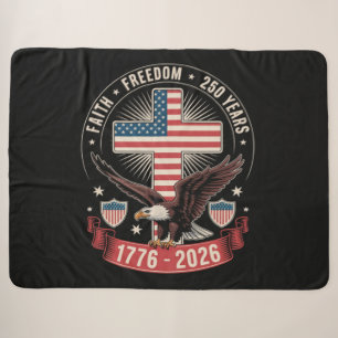 250th Anniversary USA Faith Freedom 4th of July Sherpa Blanket