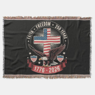 250th Anniversary USA Faith Freedom 4th of July Throw Blanket