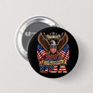 250th Anniversary USA Flag 250 Years American 6 Cm Round Badge