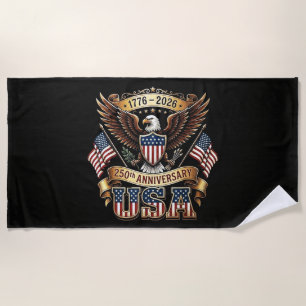 250th Anniversary USA Flag 250 Years American Beach Towel
