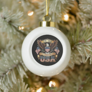 250th Anniversary USA Flag 250 Years American Ceramic Ball Christmas Ornament