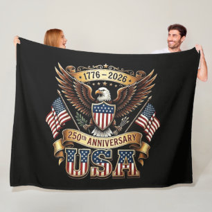 250th Anniversary USA Flag 250 Years American Fleece Blanket