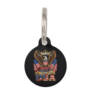 250th Anniversary USA Flag 250 Years American Pet Tag