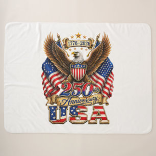 250th Anniversary USA Flag 250 Years American Sherpa Blanket