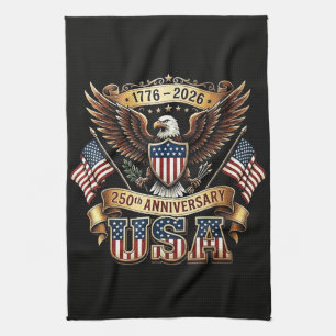 250th Anniversary USA Flag 250 Years American Tea Towel
