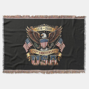 250th Anniversary USA Flag 250 Years American Throw Blanket