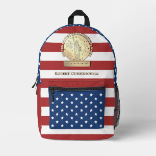 250th Anniversary USA Flag Gold Statue of Liberty Printed Backpack