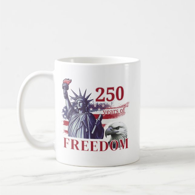 250th Anniversary USA Flag Liberty Eagle Freedom Coffee Mug (Left)