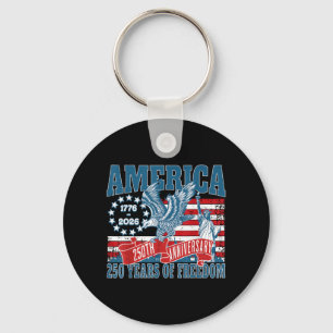 250th Anniversary USA Flag Patriotic 4th July Men Key Ring
