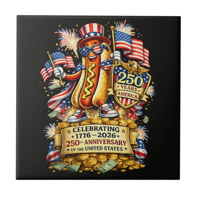 250th Anniversary USA Independence Celebration Ceramic Tile (Front)