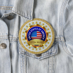 250th Anniversary USA Patriotic 1776–2026 10 Cm Round Badge