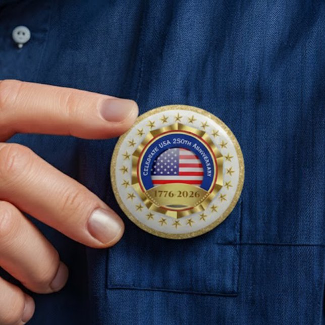 250th Anniversary USA Patriotic | 1776–2026 7.5 Cm Round Badge (Creator Uploaded)
