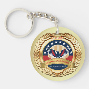 250th Anniversary USA Patriotic   1776–2026 Button Key Ring