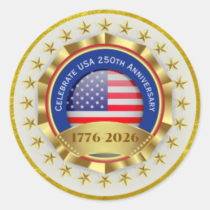 250th Anniversary USA Patriotic   1776–2026 Classic Round Sticker