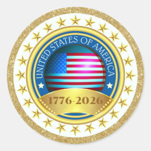 250th Anniversary USA Patriotic 1776–2026 Classic Round Sticker