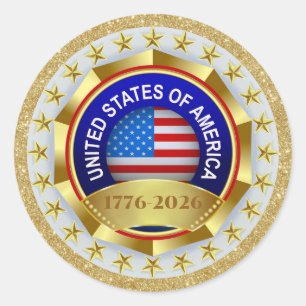 250th Anniversary USA Patriotic 1776–2026 Classic Round Sticker