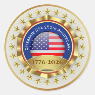 250th Anniversary USA Patriotic   1776–2026 Classic Round Sticker