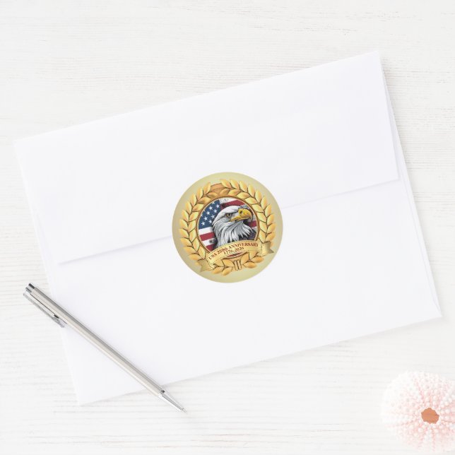 250th Anniversary USA Patriotic | 1776–2026 Classic Round Sticker (Envelope)