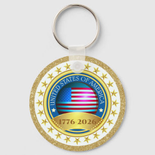 250th Anniversary USA Patriotic 1776–2026 Key Ring