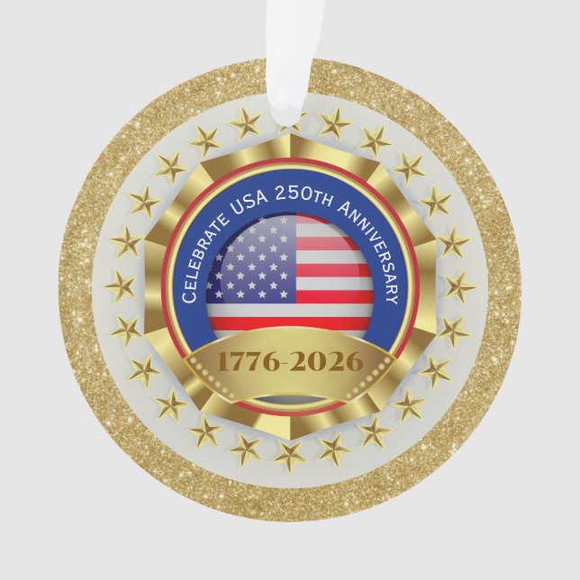 250th Anniversary USA Patriotic | 1776–2026 Ornament (Front)