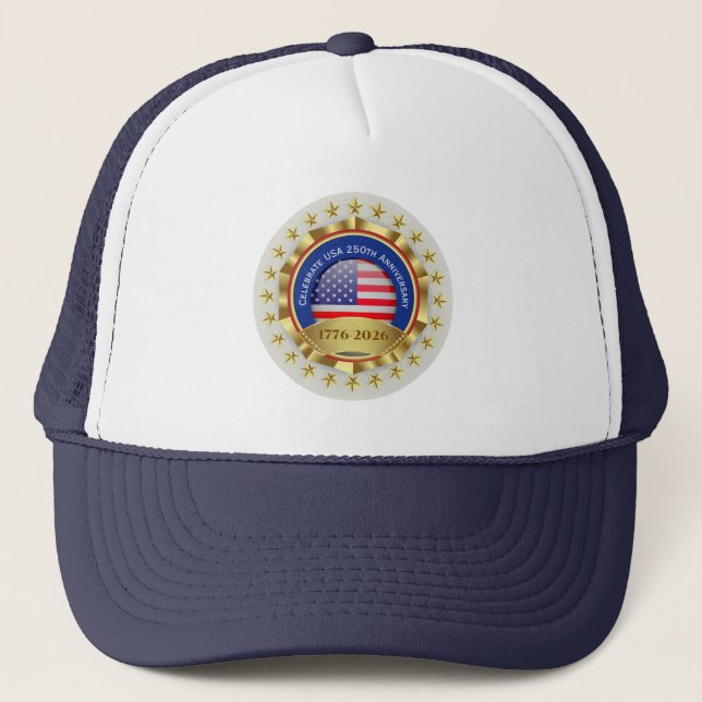 250th Anniversary USA Patriotic | 1776–2026 Trucker Hat (Front)
