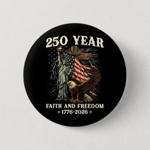 250th Anniversary USA Patriotic 250 Years American 6 Cm Round Badge