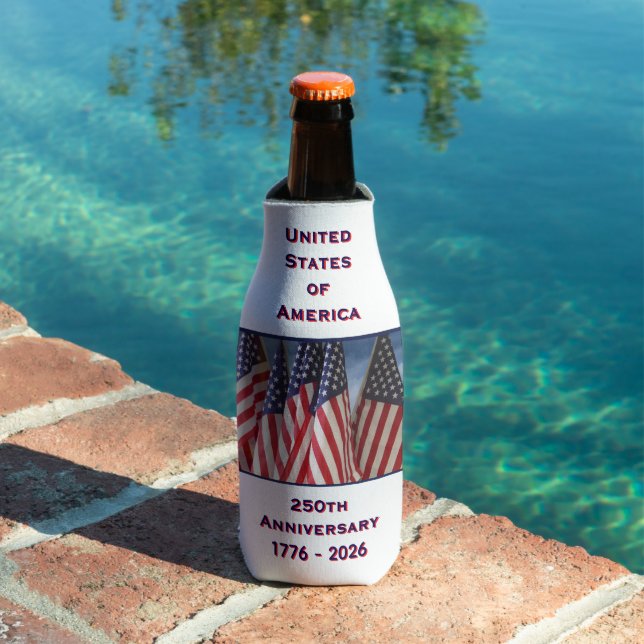 250th Anniversary USA Patriotic American Flags Bottle Cooler (In Situ Pool)